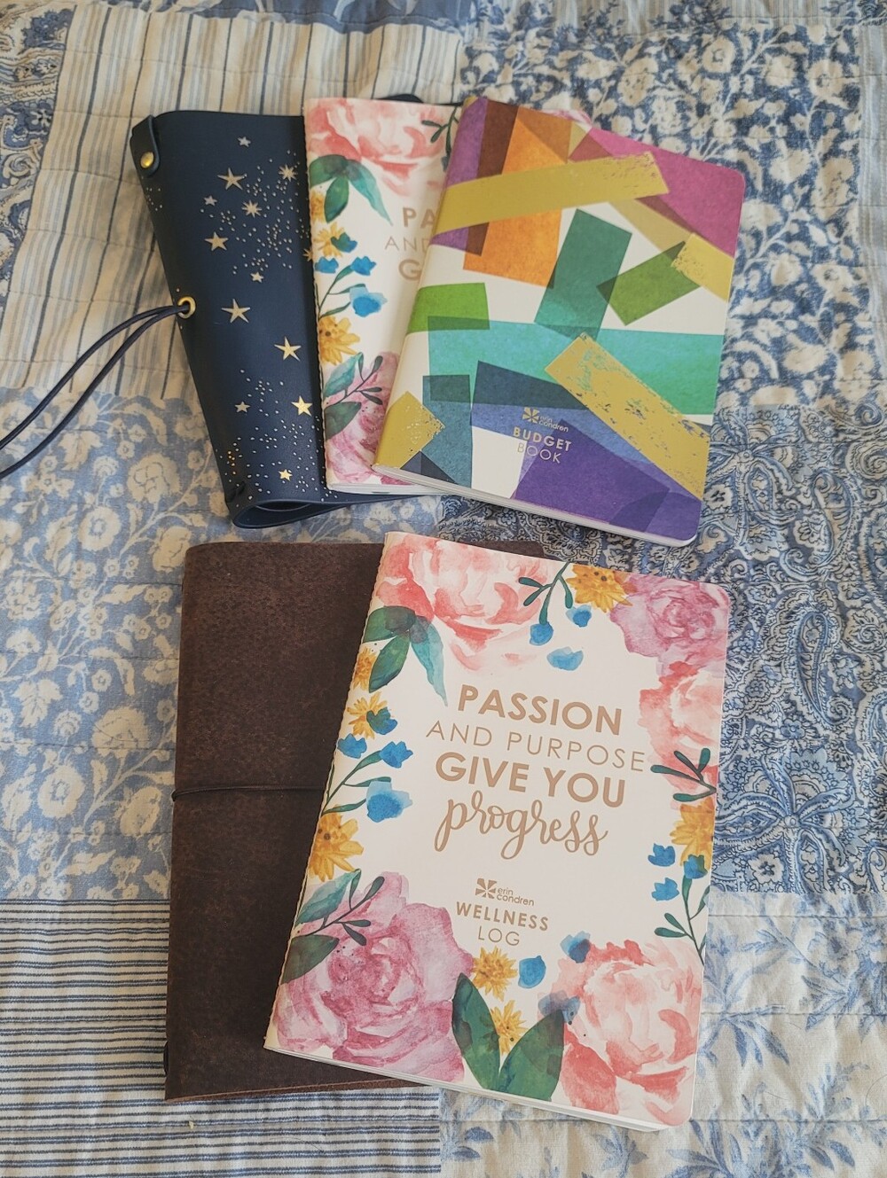 Erin Condren Folio And Leather Cover With 2 Wellness And 1 Budget Booklet